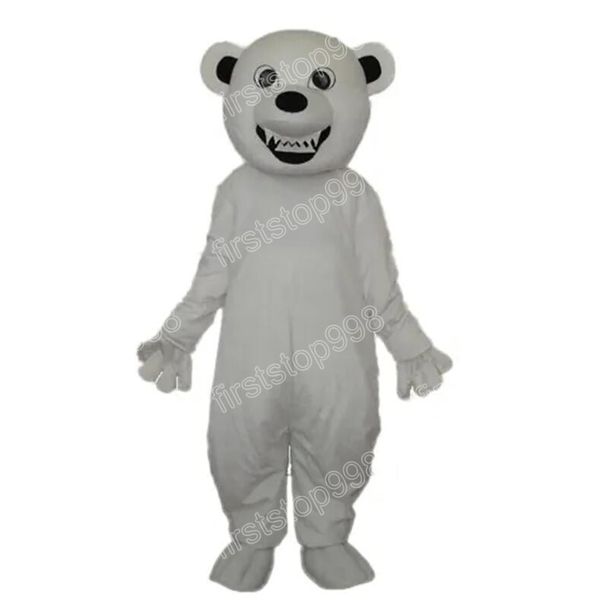 Costume de mascotte d'ours polaire blanc d'Halloween, personnage de thème animé de dessin animé de qualité supérieure, taille adulte, fête de Noël, tenue de publicité extérieure