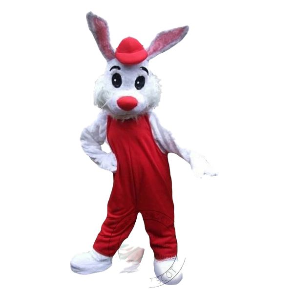 Costume de mascotte de lapin blanc d'halloween, costume fantaisie personnalisé de pâques, tenue publicitaire pour fête d'anniversaire