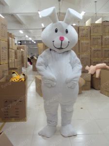 Costume de mascotte de lapin blanc d'Halloween Personnage de dessin animé de haute qualité Carnaval Unisexe Adultes Outfit Robe de fête d'anniversaire de Noël