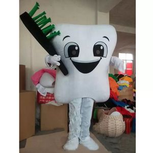 Halloween witte tanden mascotte kostuum hoge kwaliteit cartoon tanden anime thema karakter kerst carnaval kostuums volwassenen maat verjaardagsfeestje outdoor outfit