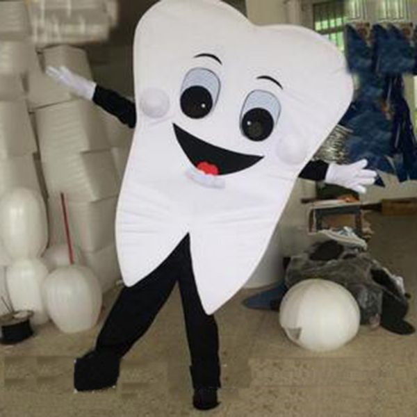 Costume de mascotte de dent blanche d'Halloween de haute qualité personnaliser dents de dessin animé personnage de thème d'anime carnaval dults fête d'anniversaire tenue de fantaisie