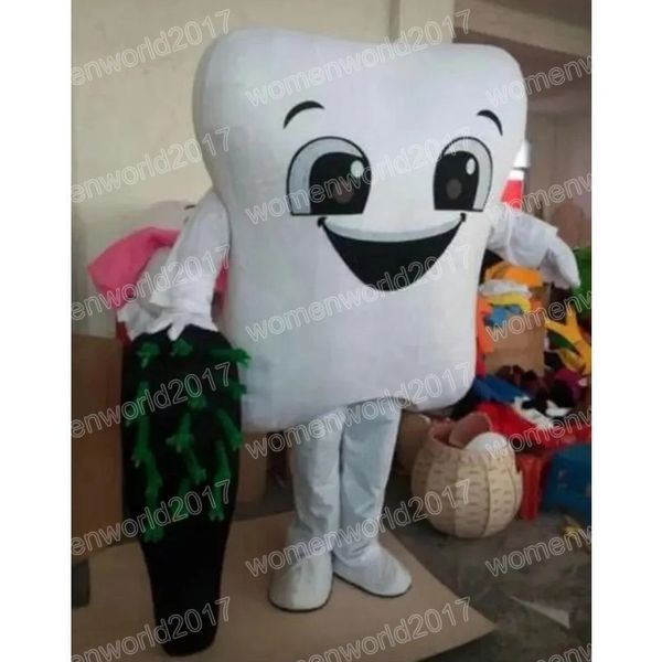 Disfraz de mascota de diente blanco de Halloween Trajes de personaje de dibujos animados de alta calidad Traje Unisex Adultos Traje Carnaval de Navidad Disfraces