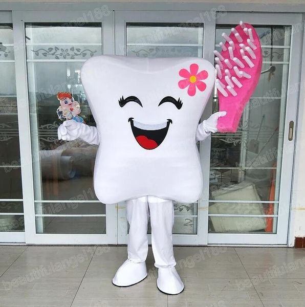 Halloween White Tooth Mascot Costumes de haute qualité Cartoon thème du personnage Carnival Unisexe Taille de taille Taille