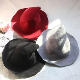 Chapeau de sorcière d'Halloween diversifié le long du bonnet de laine de mouton tricot chapeau de pêcheur femme mode sorcière pointu bassin seau JN12 0621