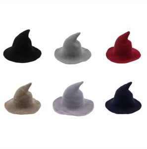 Chapeau de sorcière d'Halloween diversifié le long du bonnet de laine de mouton tricot chapeau de pêcheur femme mode sorcière pointu bassin seau FY4892