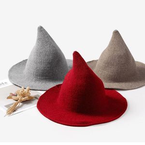 Halloween sorcière chapeau hommes et femmes laine tricot chapeaux mode solide petite amie cadeaux fête déguisements RRA15140