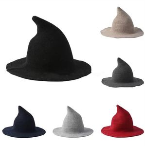 Halloween sorcière chapeau hommes et femmes laine tricot chapeaux mode solide petite amie cadeaux fête déguisements FY4892 036