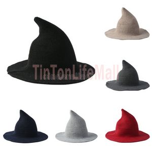 Halloween sorcière chapeau hommes et femmes laine tricot chapeaux mode solide petite amie cadeaux fête déguisements DHL G0706