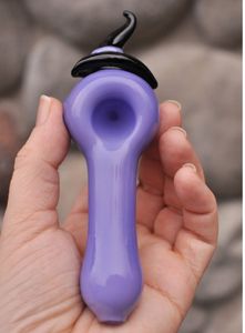 Halloween Witch Hat Pipe 4 inch Hocus Pocus Purple Glass Witchy Pipe Handgemaakte Bubbler Smokpijpen Droge kruiden Rookfilters