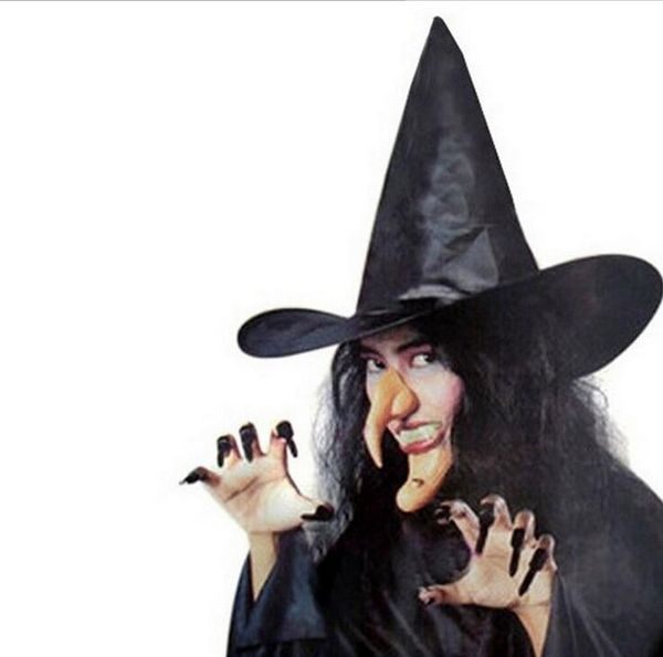 Chapeau de sorcière d'halloween, chapeau de magicien, chapeau de clocher noir pur, Oxford Party Witch Sexy UniformCostumes, casquettes pour femmes et enfants