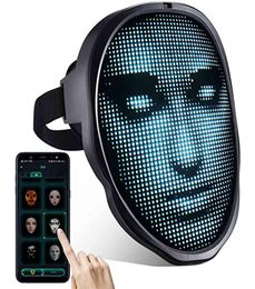 Halloween avec face Bluetooth programmable BT Contrôle du téléphone Messages de bricolage LED Mask4635526