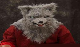 Máscara de fiesta de perro lobo de Halloween Simulación de piel pelo largo Animal Divertido Fiesta de cosplay de Navidad Máscara de león zorro se puede reutilizar T2207274264352