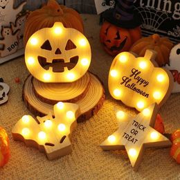 Decoraciones luminosas de madera de Halloween Adornos decorativos para interiores y exteriores Fiesta de disfraces RRE15032
