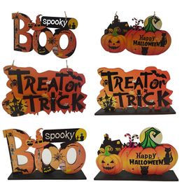 Halloween Wooden Ornements Pumpkin Ghost Trick Or Treat Pendentids Halloween Party Decoration for Home Door Sincs Hanging Kids Toy 1039