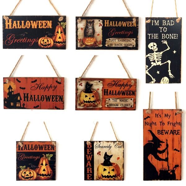 Halloween Panneau En Bois En Forme De Citrouille Panneaux En Bois Trick or Treat Liste Fantôme Château Sorcière Maison Décoration Murale Cadeau 1035