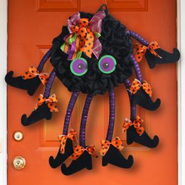 Halloween-kransen voor voordeur Halloween-deurkrans met spinbenen Halloween-deur hangende ornamenten voor huismuur Veranda-decoraties
