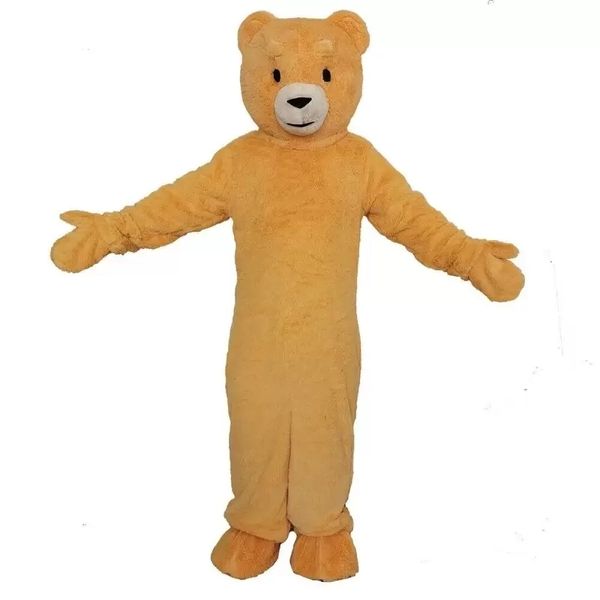 Costume de mascotte d'ours jaune d'Halloween, personnage de thème animal de dessin animé, Costumes fantaisie de fête de carnaval de Noël, taille adulte, tenue d'extérieur