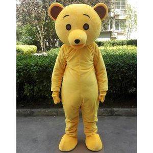 Costume de mascotte d'ours jaune d'Halloween, personnage à thème de qualité supérieure, tenue de carnaval unisexe pour adultes, robe de fête d'anniversaire de noël