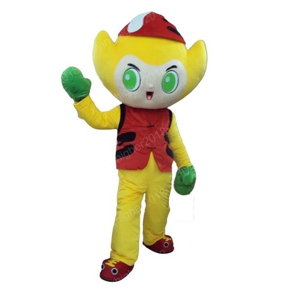 Halloween jaune garçon mascotte Costume haute qualité dessin animé thème personnage carnaval unisexe adultes tenue noël robe de fête d'anniversaire