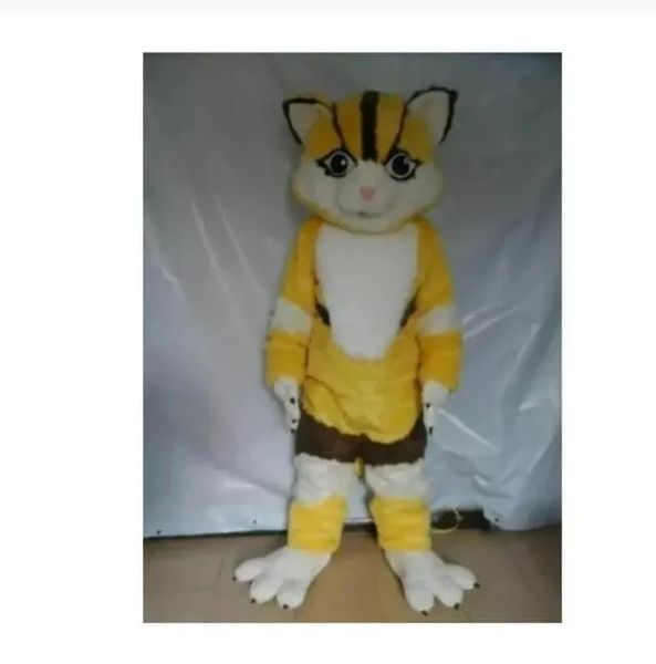 Costume de mascotte de chat jaune d'halloween, personnage de dessin animé, Costumes fantaisie de fête de carnaval de noël, tenue pour adultes