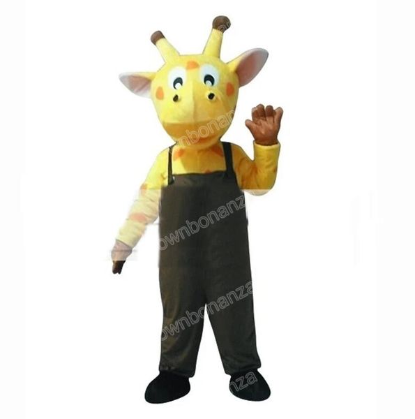 Costumes de mascotte de cerf jaune d'Halloween Cartoon Mascot Applel Performance Carnival Taille Adult Promotional Advertising Vêtements