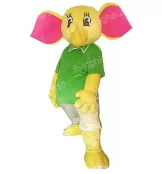 Disfraz de mascota de elefante amarillo de Halloween Tamaño adulto Personaje de tema de anime de dibujos animados Carnaval Hombres Mujeres Vestido Vestido de fiesta de fantasía de Navidad