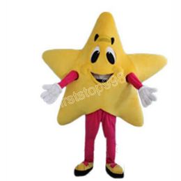 Costume de mascotte d'étoile à cinq branches jaune d'Halloween, personnage de thème animé de dessin animé de qualité supérieure, taille adulte, fête de Noël, tenue de publicité extérieure