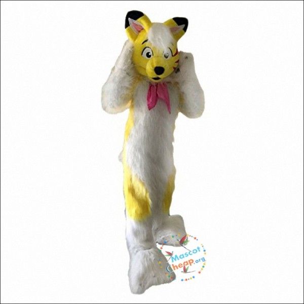 Halloween jaune renard chien Husky mascotte Costume lapin de Pâques en peluche costume thème déguisement publicité fête d'anniversaire Costume tenue