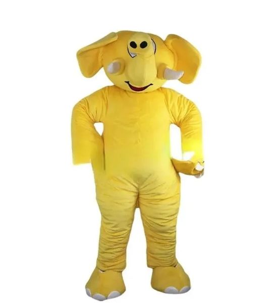 Costume de mascotte d'éléphant jaune d'halloween, accessoire de spectacle, poupée de dessin animé, Costume de poupée, Costume humain