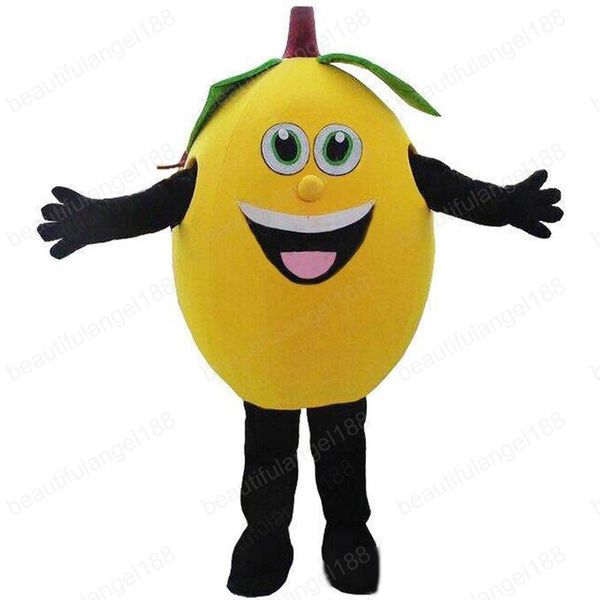 Costume de mascotte de citron jaune d'Halloween de haute qualité personnaliser le personnage de thème d'anime de fruit de dessin animé taille adulte robe de fantaisie de carnaval de Noël