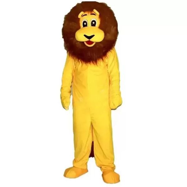 Costume de mascotte de lion jaune d'Halloween Personnage de thème animé de dessin animé de haute qualité Adultes Taille Carnaval de Noël Fête d'anniversaire Tenue de plein air