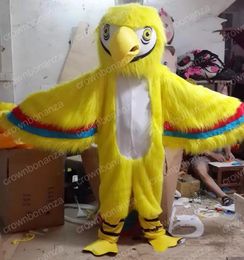 Disfraz de mascota de loro amarillo de Halloween Trajes de personajes de dibujos animados de alta calidad Tamaño de adultos Fiesta temática de Navidad al aire libre Traje de adultos