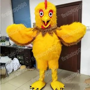 Costume de mascotte de coq jaune d'Halloween, personnage de thème animé de dessin animé de haute qualité, taille adulte, fête de Noël, tenue de publicité extérieure