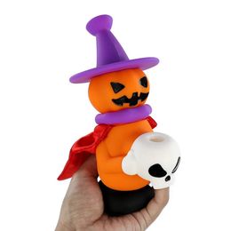 Hallowmas Pumpkin Wizard Kit de pipe à main en silicone Bang en silicone Facile à nettoyer Dab rig Cadeau parfait pour les hommes en vacances Anniversaires Pipes à eau