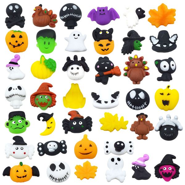 Hallowmas Squishy Toy Mochi Slow Rising Rebound Fidget Toys Kawaii Zombie Pumpkin Ghost Pattern Extrusion Vent Squeeze Decompression Toys 40Styles