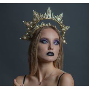 Halo couronne Lolita gothique casque femmes fille bandeau vierge marie Diadema diadèmes accessoires de déguisement coiffure