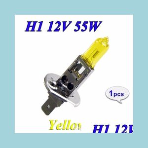 Halogen Car Lights 2Xh1 Halogen Bb 12V 55W Yellow 3000K 1700Lm Quartz Glass Car Headlight Light Xenon Fog Lamp Drop Delivery 2022 Mo Dhpvo