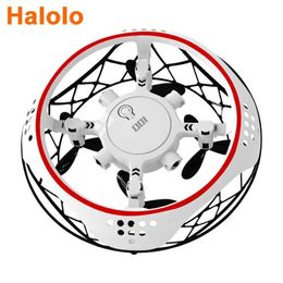 Halolo UFO Drone Infrarouge Détection Contrôle RC Quadcopter Induction Maintien D'altitude Mini Intelligent Cool enfant cadeau 220321