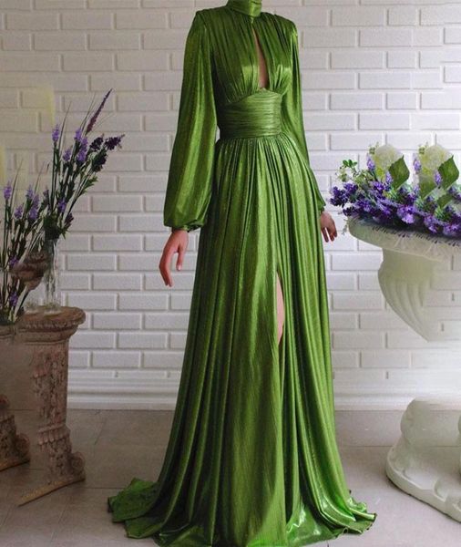 Halter Deep V Neck Avocado Green Party Elegant Split Sexed Sexy Club Dress Femme Robe Automne Femme Maxi Vestidos C7931332