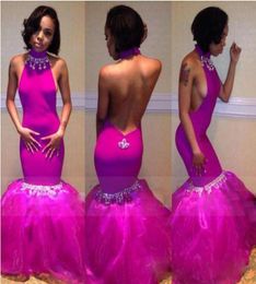 HALTER PROM Dresses Bellanaija Crystals Backless Mermaid avondjurken Long Aso Ebi Styles Vestidos de Fiesta Asoebi Celebrity P4519270