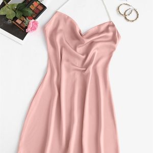 Halter Women Dresses Summer Fashion Solid Beach Sexy Mouwess A Line Mini Party Club Sundress Robe 220506