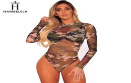 HAMBELELA 2018 Femmes Body Costume à manches longues Camouflage Camouflage Print Bompers Ladies Lace BodySuit Top Macacao Body Feminino Jumpsuit5651142