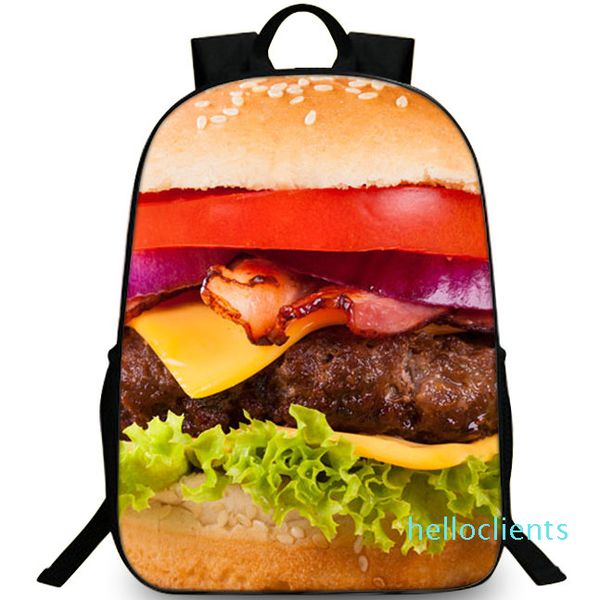 Sac à dos Hamburger Sac à dos sandwich à la viande Cartable alimentaire Burger Sac à dos de loisirs Sac d'école de sport Sac à dos en plein air