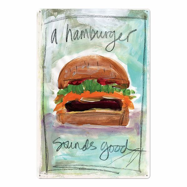 Hamburger Metal Tin Sign Plaque Burgers vintage et frites Affiche de plaque en métal cuisine Restaurant Shop Wall Decor
