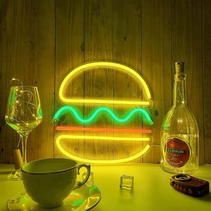 Hamburger néons enfant enseigne au néon pour fête mariage anniversaire restauration rapide restaurant tenture murale lumière LED décoration de la maison goutte d'eau atmosphère veilleuses