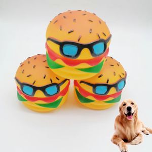 Hamburger chien jouets chiot dents silicone mâcher son nouveauté jouer drôle jouets chien accessoires chien jouets pour grands chiens