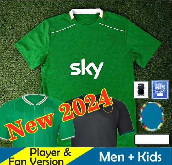 2024 Nueva Irlanda Jerseys de fútbol Eurocopa FERGUSON OBAFEMI Hogar lejos 24 25 Irlanda Camiseta de fútbol especial nacional Verde Blanco ROBINSON BROWNE BRADY Hombres Niños Kit