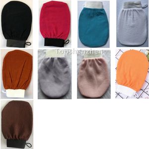 9 kleuren Bad Borstels Hammam Schrobben Handschoen Dubbelzijdig Exfoliërende Handschoenen Marokko Handdoek Scrub Exfoliator Mitt Magic Peeling Tan Dode Verwijderen Voor Super Gladde Huid