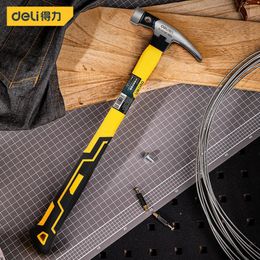 Hammer Deli Tools 1 Uds. Martillo de garra con mango de fibra con estructura de tarjeta magnética herramienta manual portátil multifunción para carpintería de 10/13/16oz
