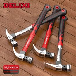 Hammer DELIXI – marteau à griffes en Fiber véritable, manche multifonctionnel en acier à haute teneur en carbone, outils d'extraction et de martelage des ongles pour le travail du bois